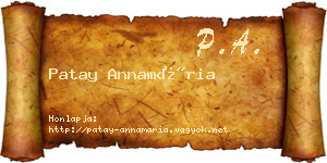 Patay Annamária névjegykártya